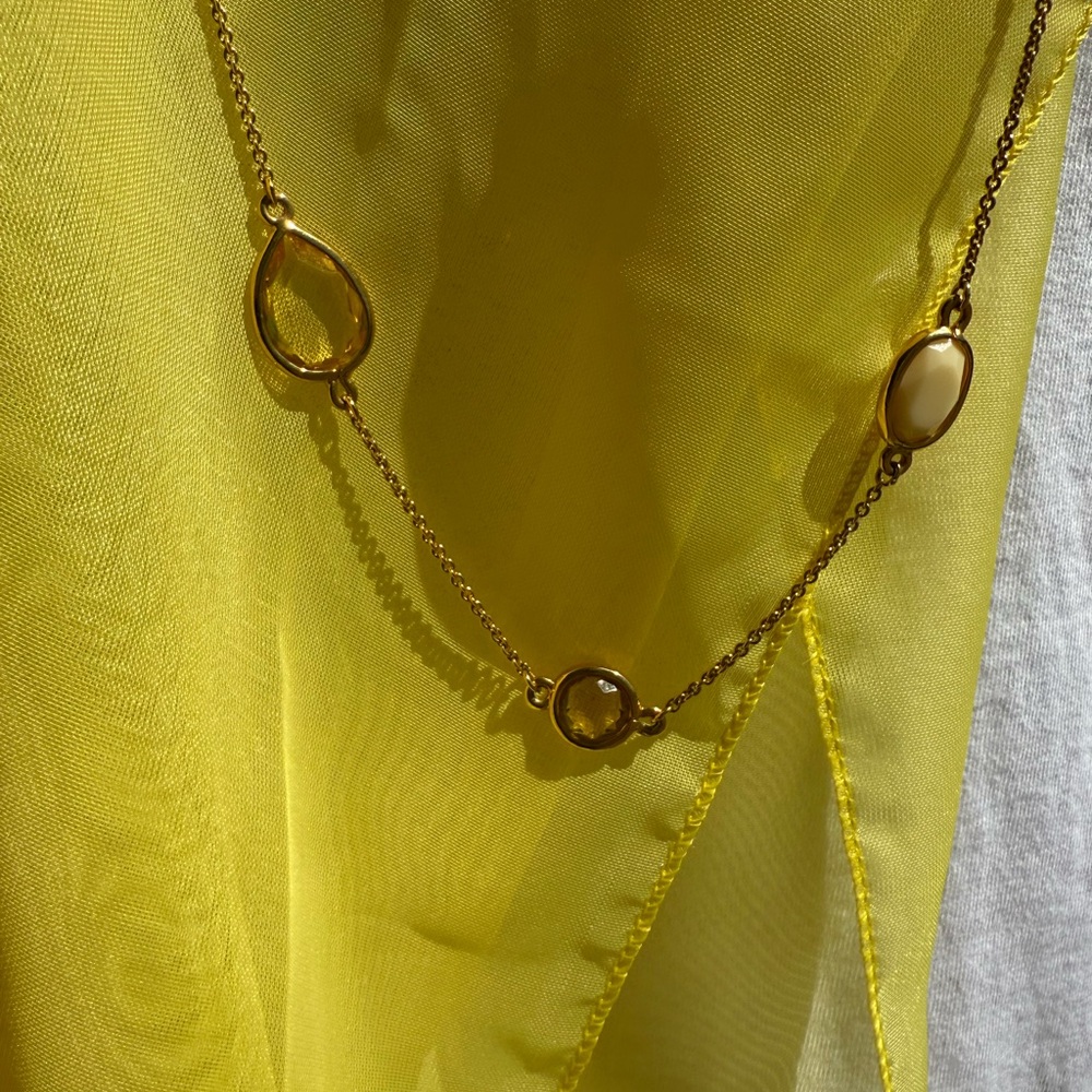 Kate Spade Long Gold Necklace with Canary Yellow & White Stones 💎 - Picture 12 of 13